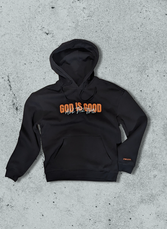 Sweat noir oversize à capuche God is Good